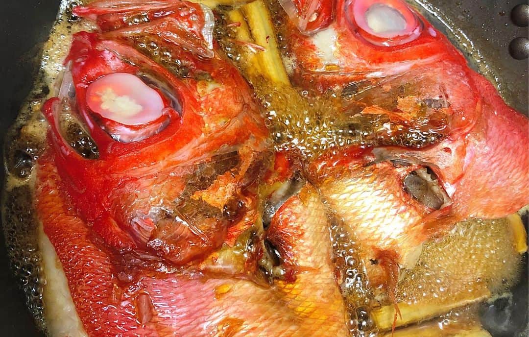 佐古真弓さんのインスタグラム写真 - (佐古真弓Instagram)「⚠️魚の目、苦手な方は注意！  お安く立派な金目鯛を手に入れたので、煮付けた〜！！ Withゴボウと生姜。  上手に出来ましたっ！  白米にも日本酒にも合う危険なものを生成してしまった...(°﹃° )  #おうちごはん #金目鯛の煮付け」1月24日 21時20分 - _sacomayumi_
