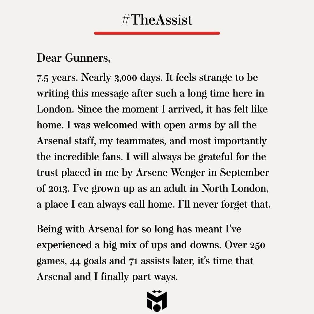 メスト・エジルのインスタグラム：「Thank you, Gunners! ❤ #YaGunnersYa」