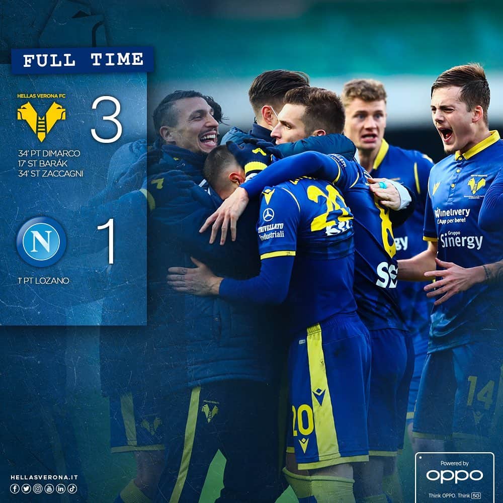 エラス・ヴェローナFCのインスタグラム：「𝗚𝗢𝗗𝗨𝗥𝗜𝗔.  #VeronaNapoli #SerieATIM #OltreILimitiConOppo」