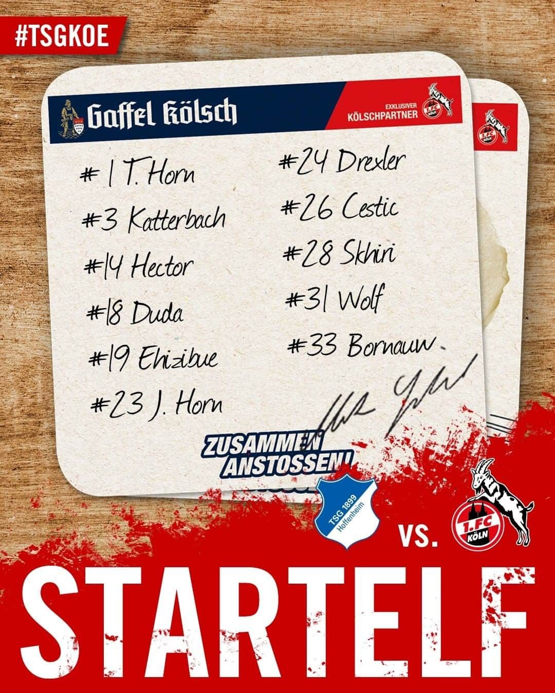 1.FCケルンさんのインスタグラム写真 - (1.FCケルンInstagram)「🚨 SWIPE für die #effzeh-Startelf! 🚨  ___ Die FC-Startelf vor #TSGKOE wird präsentiert von @gaffel_koelsch.」1月25日 1時03分 - fckoeln