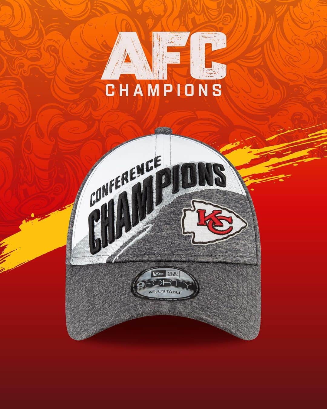 ニューエラ・キャップのインスタグラム：「The @chiefs are AFC Champions. Shop the Official Conference Champions Locker Room cap now at neweracap.com . Link in bio」