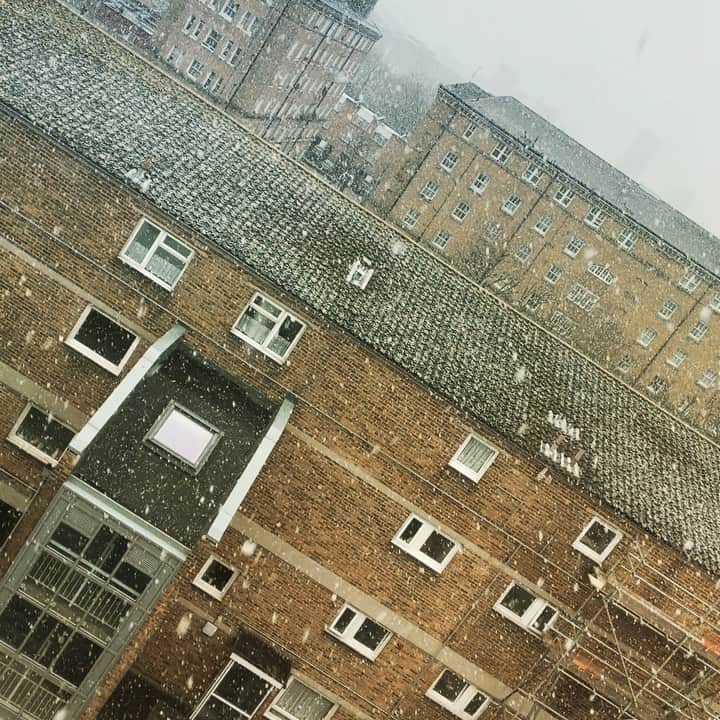 橘田いずみのインスタグラム：「It was snowing today🤣🤣🤣  初めてロンドンでの雪ーー！！☃️  去年は降らなかった😆  東京も雪予報だったみたいだけど降らなかったかな？🧐  外が寒そうすぎて窓すら開けてない、今日❄️  めっちゃ強い雪だったから積もるかなって思ったんだけど数時間で止んじゃって跡形も無し、、😂  またいつか観れるといいな...🥰  ロンドンの冬は基本東京より寒い🥶  でもなんでだろう、今年はあんまり寒さを感じないのは、、  家で仕事してるからか😑笑  #ロンドン生活  #London #留学 #イギリス留学」