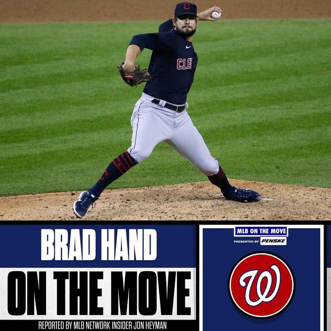 MLBさんのインスタグラム写真 - (MLBInstagram)「Washington is bolstering its ‘pen.  Nationals, LHP Brad Hand reportedly agree to a one-year deal, per Jon Heyman.」1月25日 9時45分 - mlb