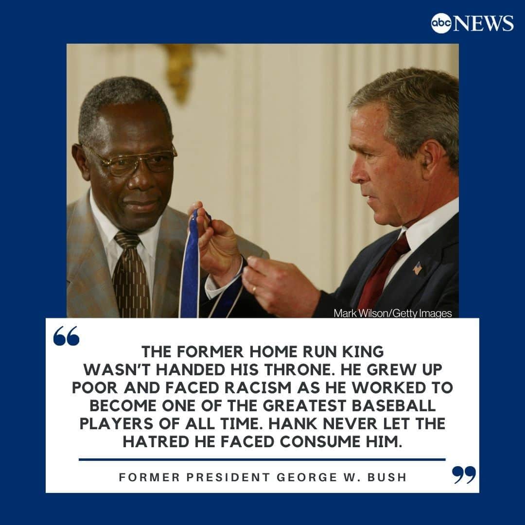 ABC Newsさんのインスタグラム写真 - (ABC NewsInstagram)「From former presidents to fellow Hall of Famers, reaction to the death of baseball legend Hank Aaron followed a theme: how the one-time home run king handled the racism he faced on the way to passing Babe Ruth's hallowed record nearly 50 years ago.」1月25日 10時52分 - abcnews