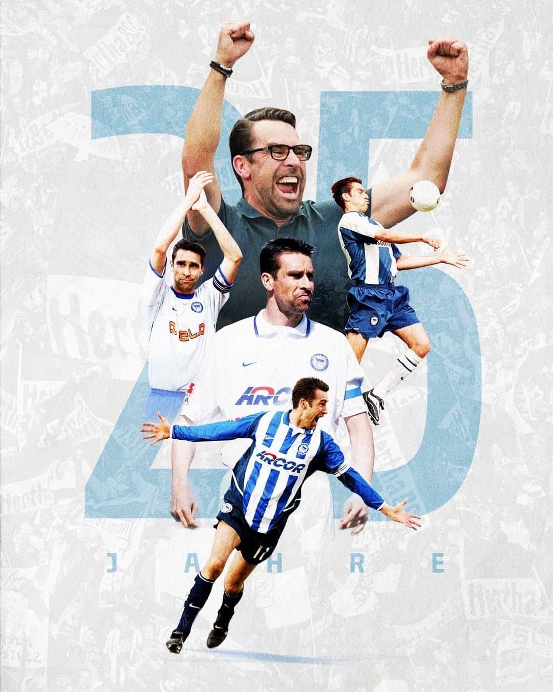 ヘルタ・ベルリンのインスタグラム：「Danke für 25 Jahre Hertha BSC. Danke für unvergessene Momente, für Höhen und Tiefen, für Leidensfähigkeit, Herzblut und echte blau-weiße Liebe! 🔵⚪️ . . #HaHoHe #herthabsc」