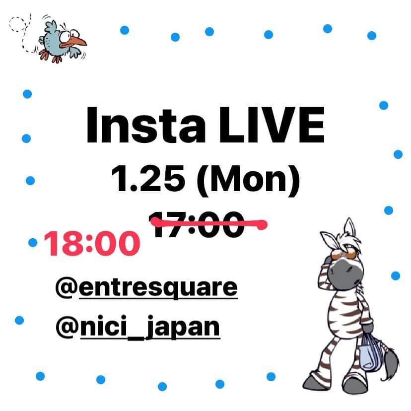 NICI JAPANさんのインスタグラム写真 - (NICI JAPANInstagram)「. 【再投稿】 本日のインスタライブの配信時間を 変更させていただきます🙇‍♀️🙇‍♀️🙇‍♀️ . Insta LIVE!! 日時:1月25日（月）18時〜 . 2月発売の商品をご紹介！ 新しい子達をたくさん紹介しちゃいます😊✨ . @entresquare と同時配信しますので 是非ご覧ください♪ . . #nici #ニキ #ぬいぐるみ #plush #ぬいぐるみ好きさんと繋がりたい #かわいい #インスタライブ #instalive #entresquare」1月25日 13時52分 - nici_japan