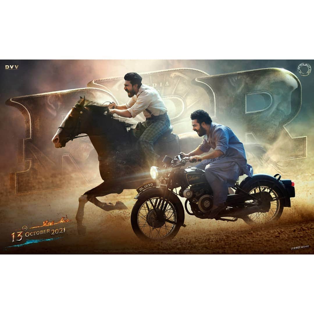 アリア・バットのインスタグラム：「Get ready for RRR, in cinemas on 13.10.2021  #RRRFestivalOnOct13th #RRR #RRRMovie @ssrajamouli @jrntr @alwaysramcharan @ajaydevgn @oliviakmorris @alison_doody @thondankani @dvvmovies @rrrmovie」