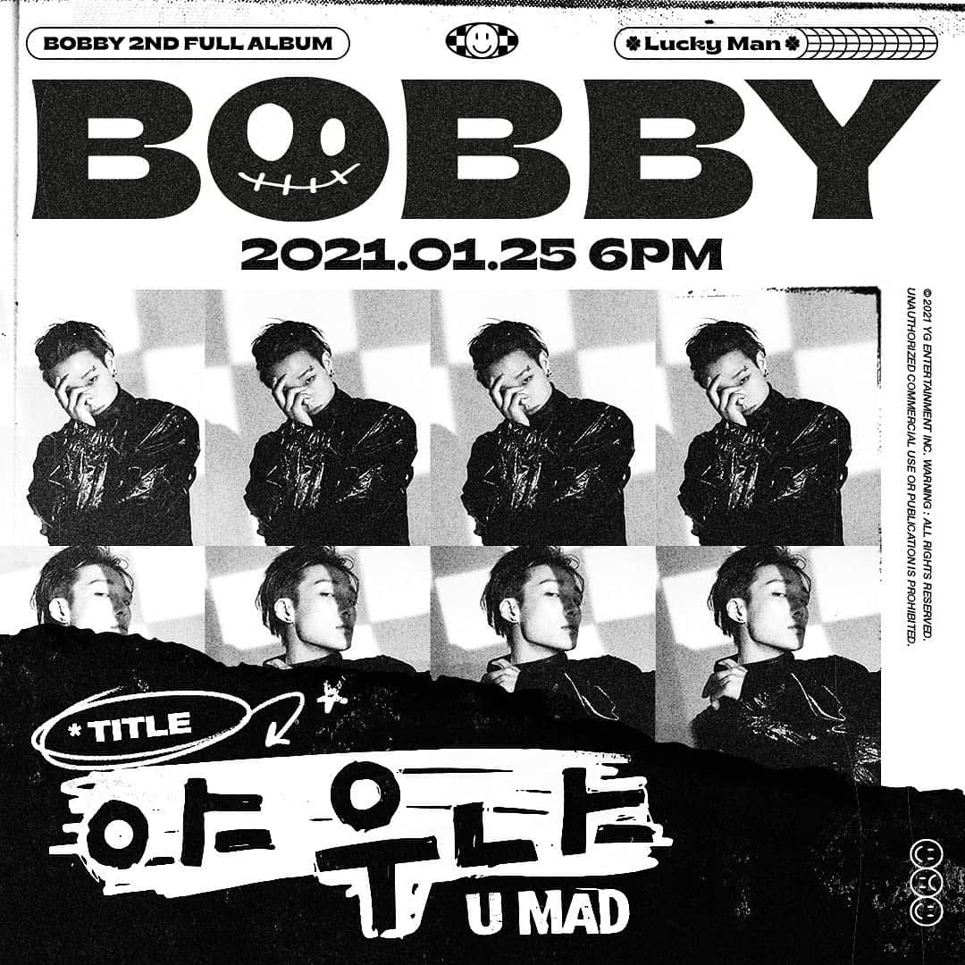 JAY（キム・ジンファン）のインスタグラム：「BOBBY '야 우냐 (U MAD)' OUT NOW my lucky man🤟🏻🤟🏻❤️  #BOBBY #바비 #iKON #아이콘 #2ndFULLALBUM #LUCKYMAN #TITLE #야우냐 #U_MAD #MV #20210125_6PM #OUTNOW #YG」
