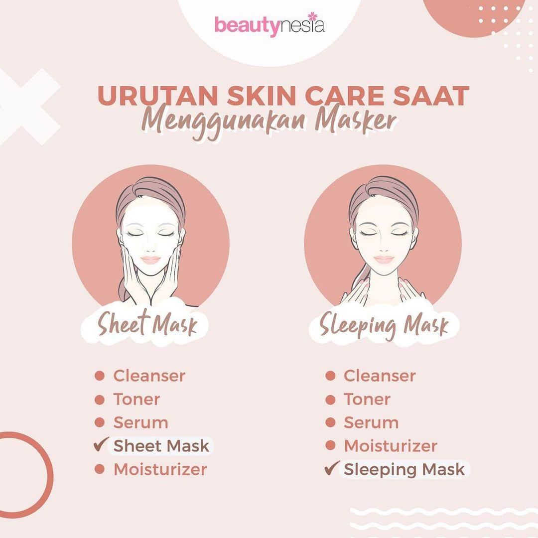 Beauty | Health | Fashionさんのインスタグラム写真 - (Beauty | Health | FashionInstagram)「Salah satu tahapan skincare yang gak boleh kamu lewatkan tiap minggunya adalah masker wajah nih. Eits tapi kamu harus ingat, setiap jenis masker punya cara pakai yang beda beda yah supaya hasilnya maksimal di kulit wajah. Kali ini Beautynesia mau share nih cara pakai sheet mask dan sleeping mask. Jangan lupa SAVE & SHARE ya!⁣⁣ ⁣⁣ Komen dong masker yang paling sering kamu pakai saat weekend apa nih?⁣⁣ ⁣ —⁣ #beautynesiaID #TipsCantik #TipsKecantikan  #skincaremurah #KulitGlowing #urutanskincare #nightSkinCareRoutine  #skincarerutinmalam #JenisKulit #sheetmask #sleepingmask」1月25日 18時32分 - beautynesia.id