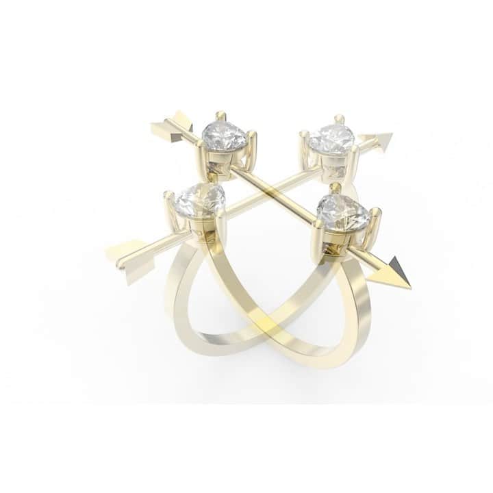 デルフィナデレトレズのインスタグラム：「‘Dardo’ double heart diamond ring embellished with an 18kt gold arrow is available in pre-order   To ensure Valentine’s Day delivery place your order by January 31st   #delfinadelettrez  #dardoring #lovecollection」