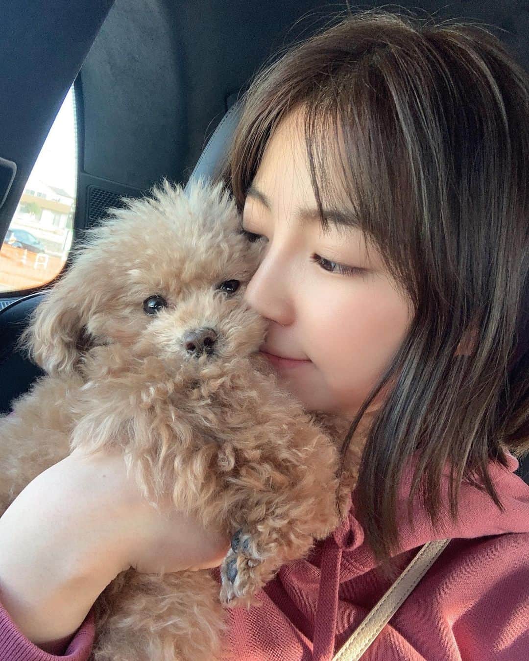 青山あみのインスタグラム：「あれ、自撮りってどーやるんだっけな😶😶 私のデータフォルダは、娘ばかり。 撮るのは上手いんだけどなぁ、 インカメラが苦手だ。📸  #久しぶりのティティちゃん」