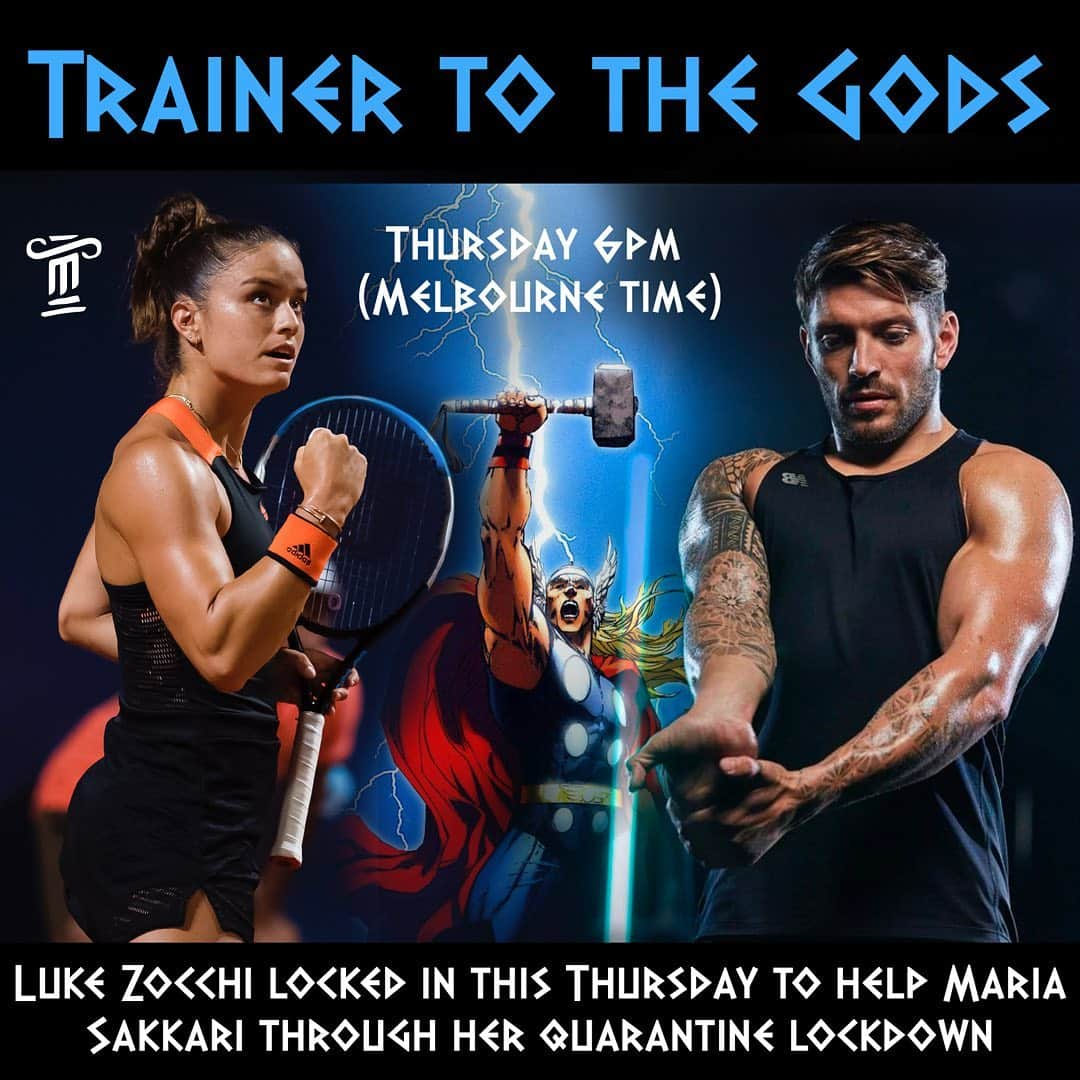 マリア・サッカリさんのインスタグラム写真 - (マリア・サッカリInstagram)「Hey guys! Super excited to announce that this Thursday at 6pm I will be doing a live workout with the one and only @centrfit trainer @zocobodypro 🔨 Luke will be guiding me through one of my last quarantine workouts and I can’t wait 🙌🏼💪🏼  We will be putting ourselves to the test in a 30 minute HIIT workout session and would love you guys to join us! Be sure to tune in at 6pm Melbourne time on Thursday on Instagram Live, see you guys there!   #keepfit #ClashOfTheTitans #SparringWithASpartan #SakkAttack」1月25日 19時50分 - mariasakkari