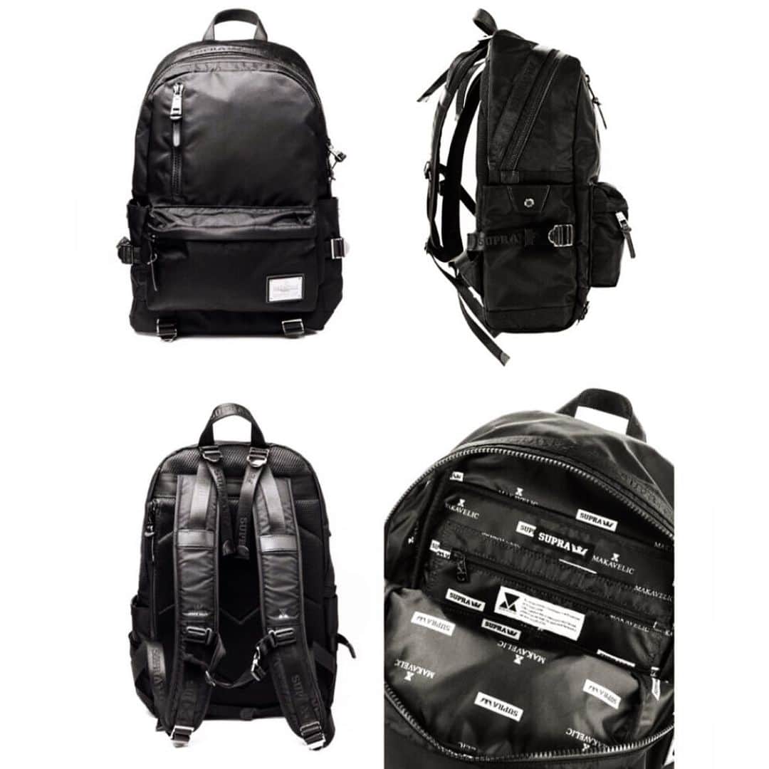 のインスタグラム：「. 【"SUPRA × MAKAVELIC" BACKPACK】  -BLACK-  STORE & ONLINE  #suprafootweartokyo #sneaker #backpack #makavelic #black #harajuku #tokyo」