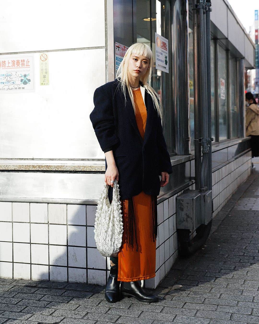 Droptokyoさんのインスタグラム写真 - (DroptokyoInstagram)「TOKYO STREET STYLE⁣⁣ Name: @hiromi_kamiyu  Occupation: Hair Stylist Jacket: #KASHARINEHAMMETLONDON One-piece: #PERVERZE Vest: #Used Shoes: #ZARA Socks: #UNIQLO × #JWAnderson Bag: #BUNZABURO Jewelry: #FeifeiXu #streetstyle#droptokyo#tokyo#japan#streetscene#streetfashion#streetwear#streetculture#fashion#ストリートファッション#コーディネート ⁣⁣ Photography: @yuri_horie_」1月25日 22時21分 - drop_tokyo