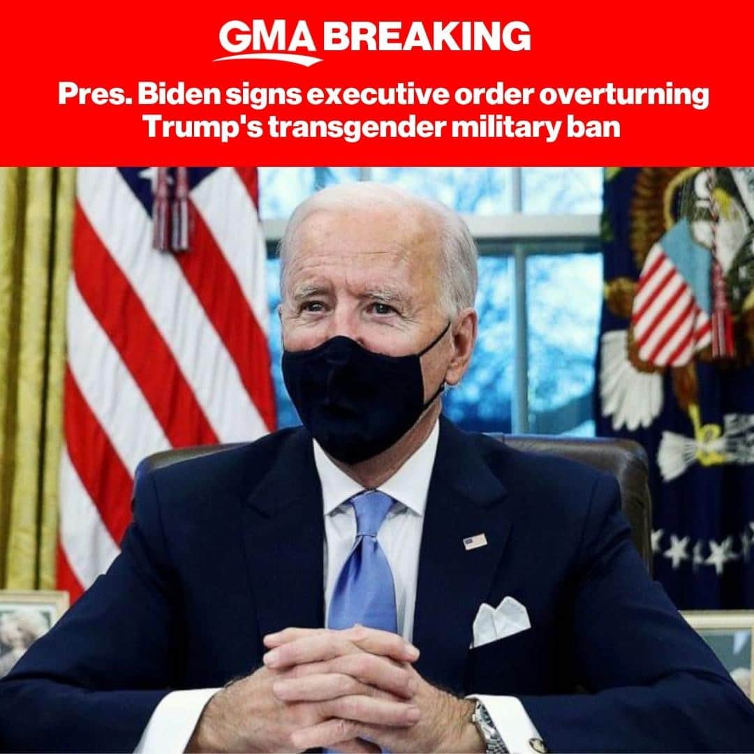 Good Morning Americaさんのインスタグラム写真 - (Good Morning AmericaInstagram)「BREAKING: Pres. Biden has officially reversed a ban on transgender people from serving in the U.S. military, the White House announces. LINK IN BIO.」1月26日 1時36分 - goodmorningamerica