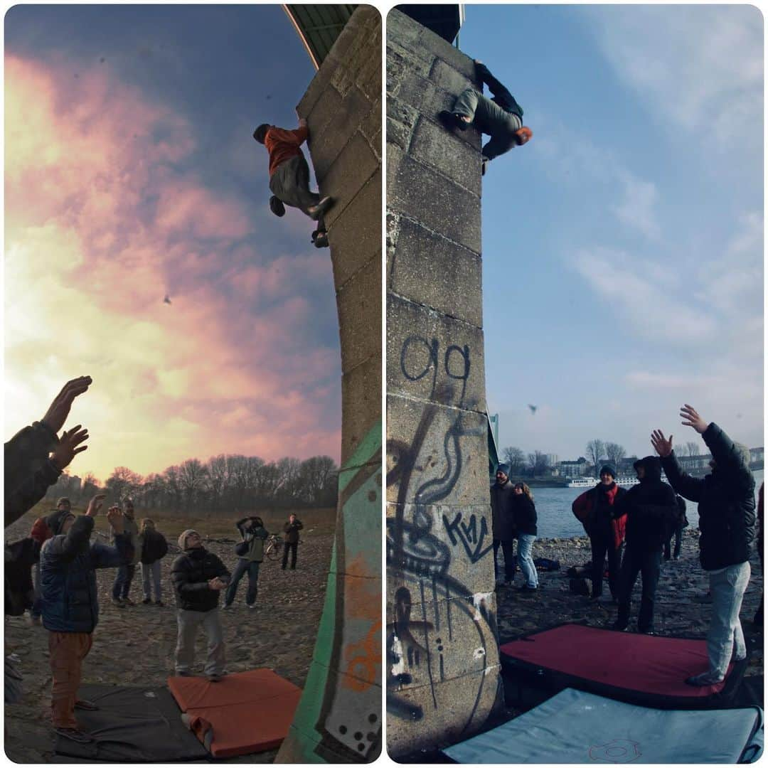 ウド・ノイマンさんのインスタグラム写真 - (ウド・ノイマンInstagram)「Buildering World Championships, Cologne 2006.  It was freezing that day, but we sticked to our strict *by fair means / no cars* policy, walking, skating and using public transportation between locations. Later, @gregsilverback invited us to his gym @kletterfabrikkoeln to warm up, celebrate @christianbenk victory and unlimited pizza! #buildering #builderingspots #onceuponatimeincologne」1月26日 2時08分 - _udini_