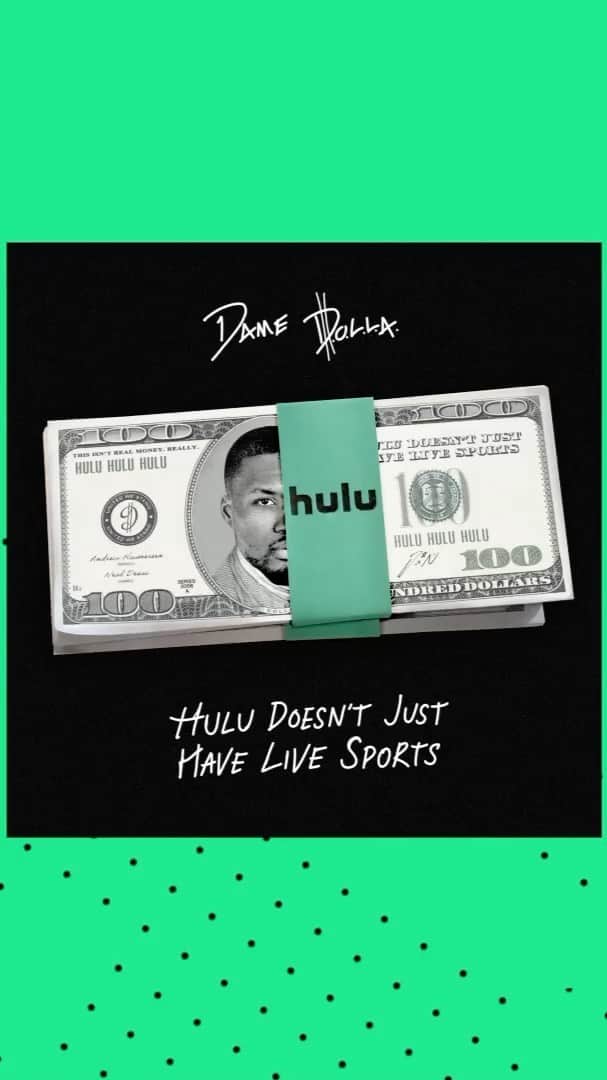 デイミアン・リラードのインスタグラム：「🔊 🎧 Full song and lyrics. It’s a lifestyle! 📺 🖥💻📱  #HuluDoesntJustHaveLiveSports #DameDOLLA @hulu #Ad 💰💰💰」