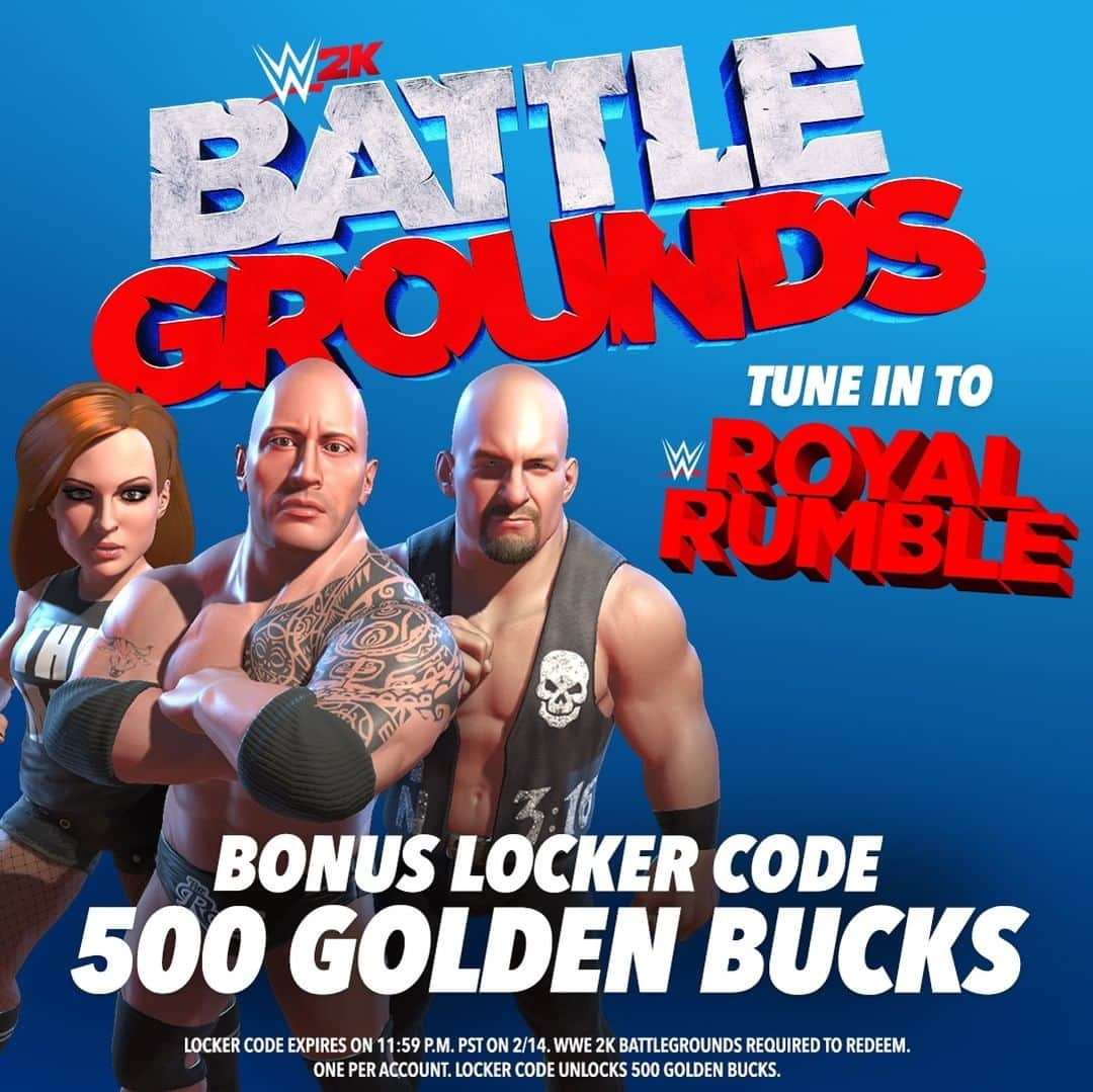 2Kさんのインスタグラム写真 - (2KInstagram)「Tune in to the WWE #RoyalRumble for a bonus locker code that awards 500 Golden Bucks in #WWE2KBattlegrounds」1月26日 4時18分 - 2k