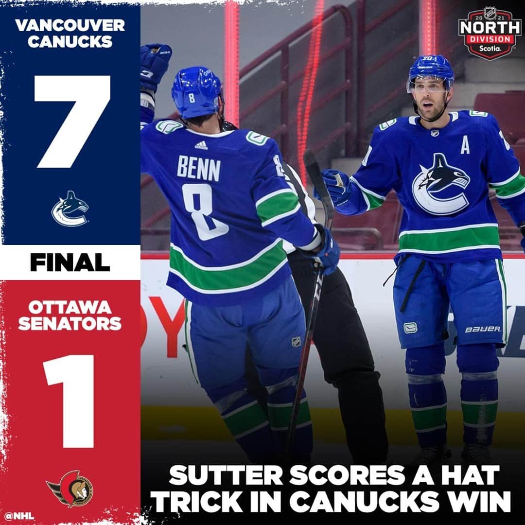NHLさんのインスタグラム写真 - (NHLInstagram)「Safe to say Brandon Sutter and the @canucks had themselves a night!」1月26日 15時15分 - nhl