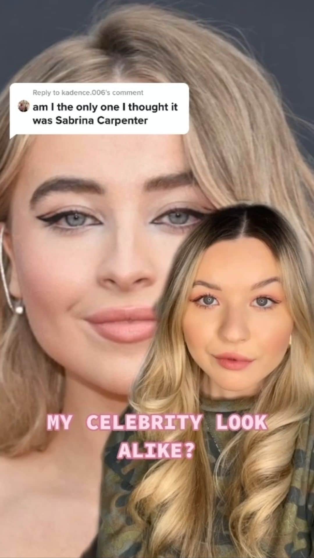 のインスタグラム：「but for the record, I do stan Olivia Rodrigo as well 🥲   #celebritylookalike #lookalike #twins #sabrinacarpenter #celeb #celebstyle」