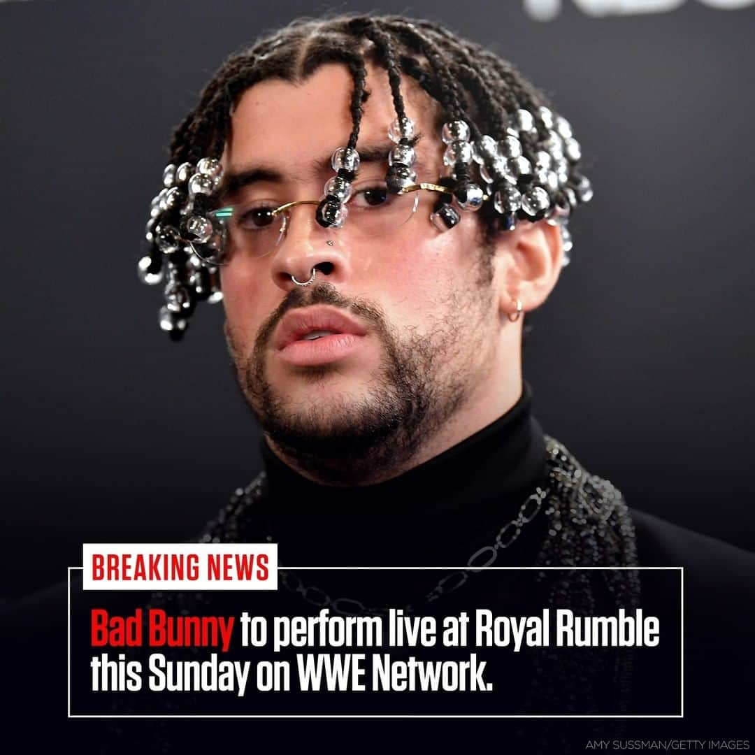 WWEさんのインスタグラム写真 - (WWEInstagram)「BREAKING: Bad Bunny will perform his hit single “Booker T” live at #RoyalRumble THIS SUNDAY! @badbunnypr」1月26日 7時52分 - wwe