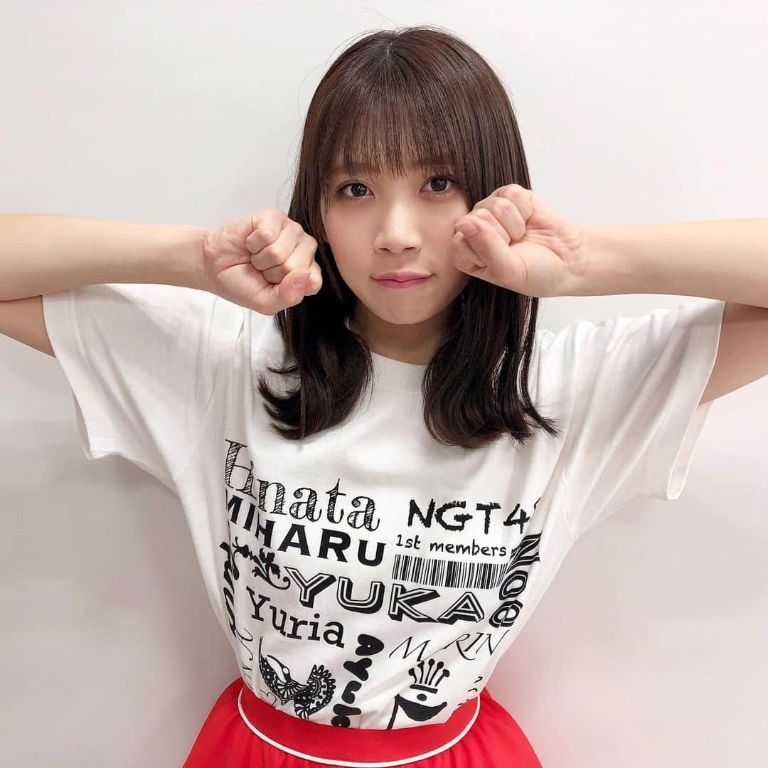 奈良未遥のインスタグラム：「• • • • NGT48劇場5周年Tシャツ 一期の名前書いてあるの お気に入り🐙」