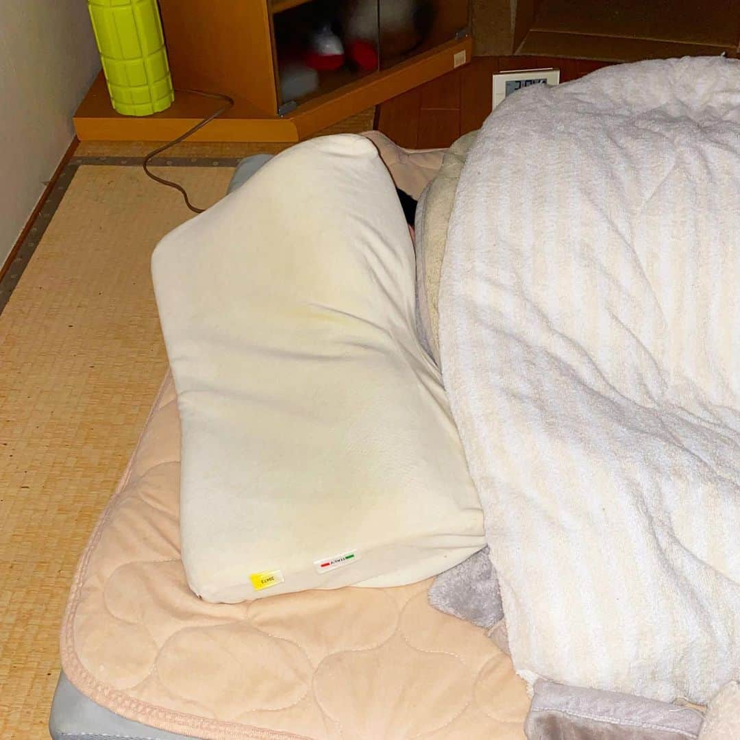 nemuru_catのインスタグラム：「#眠る夫#iPhone11pro  きのう寝ようと思ったら 夫の顔が見えないから お布団にもぐってるのかと思ったら マクラにもぐってた😸」