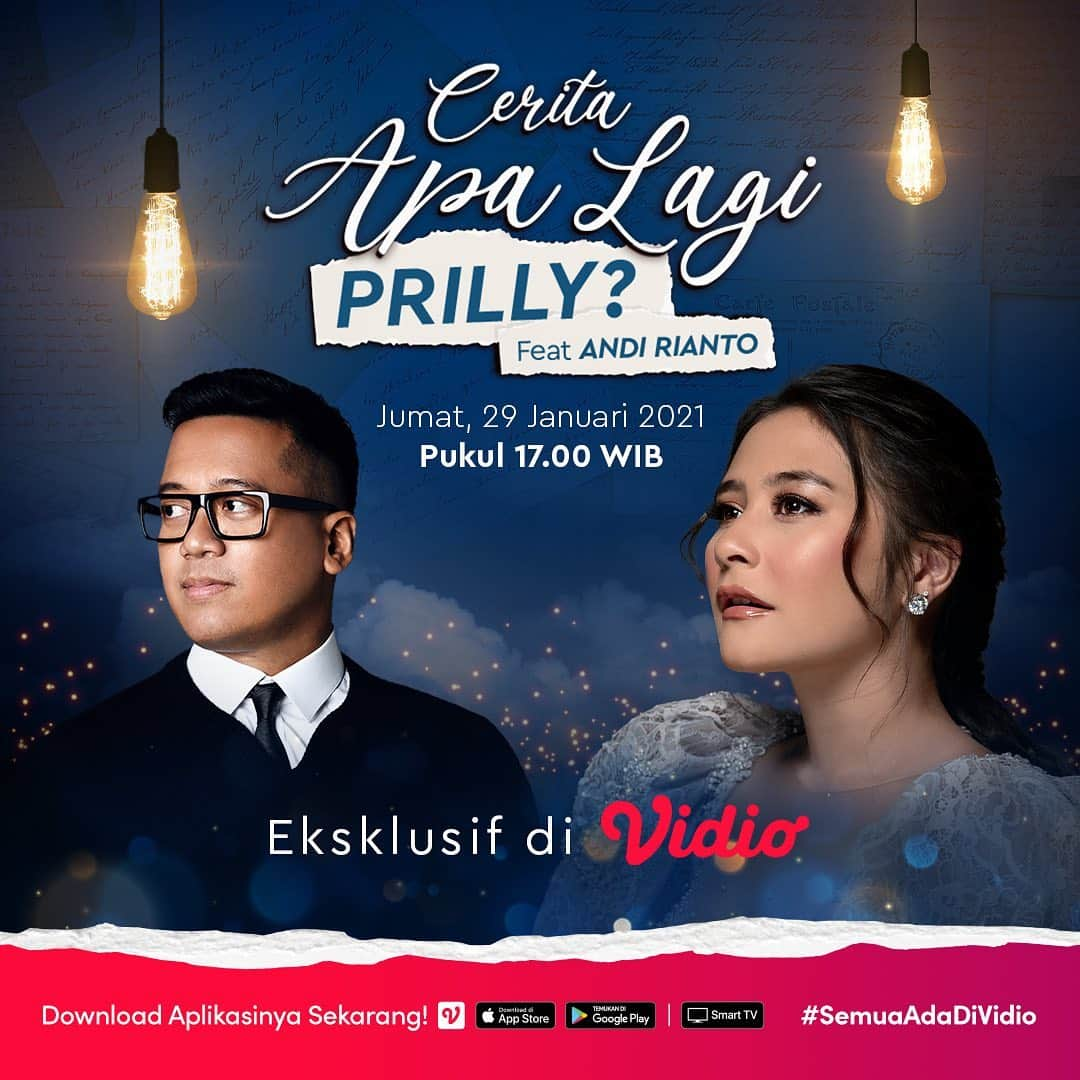 Prilly Latuconsinaさんのインスタグラム写真 - (Prilly LatuconsinaInstagram)「Untuk pertama kalinya aku bakal nyanyiin single terbaru aku  #ApaLagi bersama dengan mas @andirianto_official di acara #CeritaApaLagiPrilly pada Jumat, 29 Januari 2021 pkl 17.00 WIB ekslusif hanya di Vidio @vidiodotcom. Jadi jangan lupa untuk download aplikasi Vidio yahh. Gak hanya itu kalian juga bisa curhatin di kolom komentar Instagram @vidiodotcom tentang permasalahan cinta kalian ke aku. Nanti yang curhatnya paling menarik bakalan aku bacain. See you! ⁣ #SemuaAdaDiVidio」1月26日 10時43分 - prillylatuconsina96