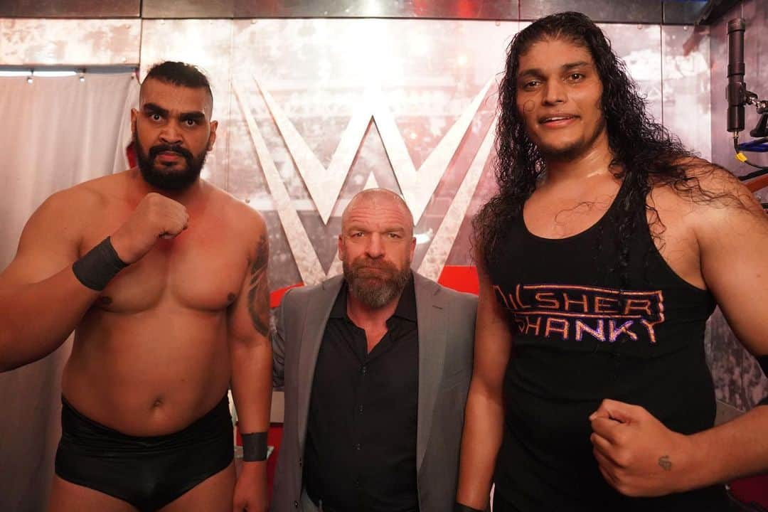 トリプルHのインスタグラム：「Dilsher Shanky and Giant Zanjeer are creating their own reality in @WWE and the sky is the limit ... literally! #WWESuperSpectacle @wweindia」