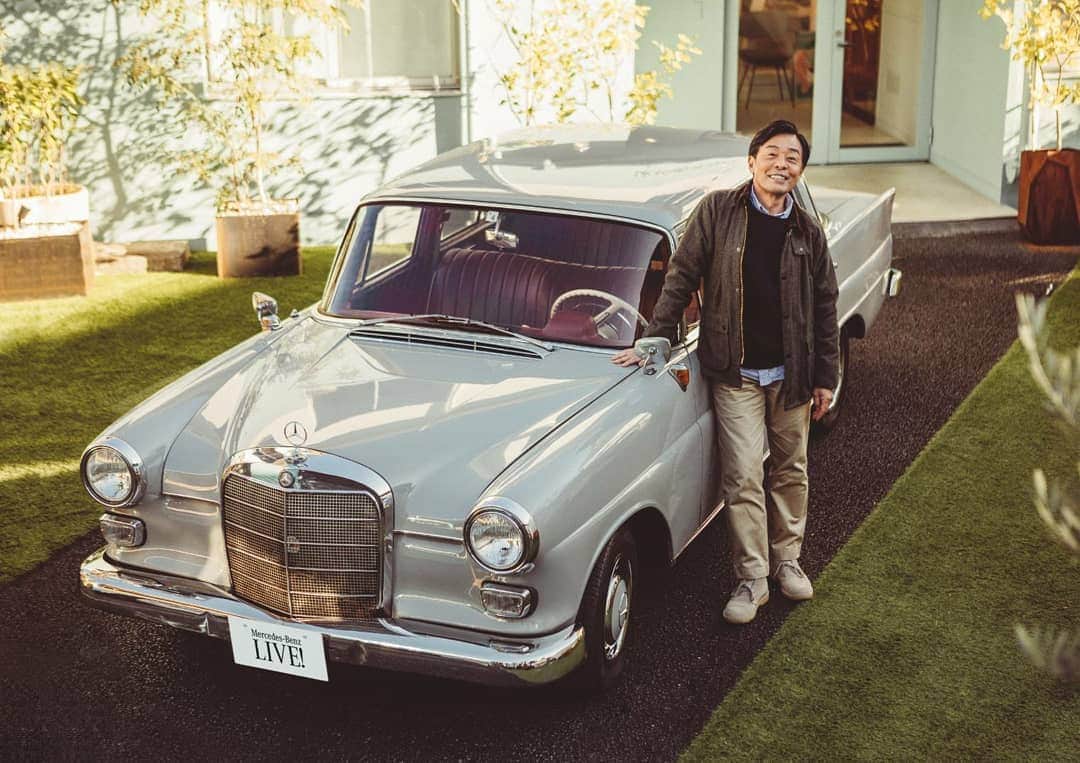 光石研のインスタグラム：「Mercedes-Benz LIVE!にて愛車と共に取材して頂きました！  下記URLから記事ご覧頂けますので是非チェックお願い致します👀🚗 https://mb-live.jp/products/classics-2021-01-26/  #メルセデスベンツ  #クラシックカー  【by staff】」