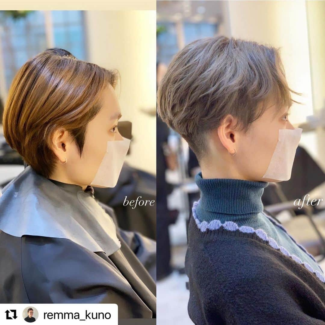 Hairsalon BREEN Tokyoさんのインスタグラム写真 - (Hairsalon BREEN TokyoInstagram)「#Repost @remma_kuno with @make_repost ・・・ 【before after】「骨格矯正カット」 こんにちは！REMMAです。 骨格矯正カット、重さの位置で印象が変わる。ダブルカラーで雰囲気も変えてみました！ . . 一人一人に合わせた骨格矯正カットと質感調整カットで あなただけのヘアスタイルを創ります‼️ . 「お客様の声」 ○ヘアセットが簡単になった！ ○指通りが良くなった！ ○ボリュームが出るようになった！or 収まるようになった！ ○絶壁が解消された！ ○長年の襟足が問題が解決できた！ . ↑嬉しいお声を頂いてます✨↑ 私が1番練習に打ち込む原動力になります💪🔥 . . 「髪にお困りの方ご相談ください！」 . なりたい自分になれるように精一杯お手伝いさせて頂きます。 是非一度私にお任せ下さい😊 . [Hairsalon BREEN Tokyo] 〒150-0001 住所:東京都渋谷区神宮前3-25-12  FUJI BUILDING HARAJUKU2F 電話番号:03-6432-9454 定休日:水曜日 . . . ご予約は、DM or お電話で承ります👌✨ . . #サイエンスアクア#髪質改善 #トリートメント#メイク#ヘアメイク #美容学生#美容師#美容マニア #ヘアケア#原宿#竹下通り#表参道#学割  #アパレル#骨格矯正#質感調整 #20代髪型#30代髪型 #ショートカット #ブリーチ #ハイトーン #韓国 #ハンサムショート #スタイリングしやすい #ショートボブ #ジェンダーレス #メンズカット #ベリーショート」1月26日 17時59分 - hairsalon_breen_tokyo