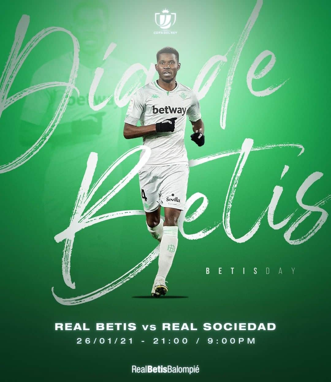 レアル・ベティスさんのインスタグラム写真 - (レアル・ベティスInstagram)「¡Hoy es diferente! 🙌 ¡Hoy es #DíaDeBetis! 💚💚  📍 Octavos de final de la #CopaDelRey 🆚 @realsociedad  🏟 Benito Villamarín ⏰ 21:00h 📺 @dazn_es  -- Today is different! 🙌 Today is a #BetisDay! 💚💚  📍 Last 16 in #CopaDelRey 🆚 Real Sociedad 🏟 Benito Villamarín ⏰ 9 p.m. (CET)  #ForeverGreen」1月26日 18時27分 - realbetisbalompie