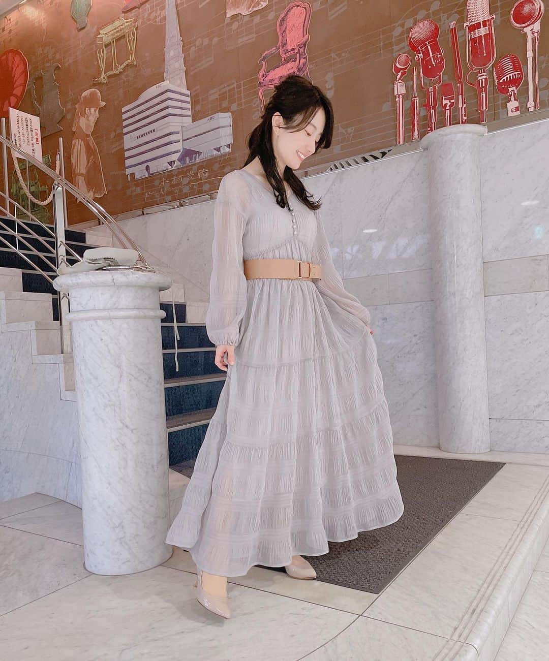 原直子さんのインスタグラム写真 - (原直子Instagram)「今日のワンピース 透け感と柔らかさ… あざとワンピース🤫💓  ・ 衣装 #randa  ・ #ワンピース  #ワンピースコーデ  #ワンピ  #アサデス」1月26日 19時12分 - naoko_15_hara