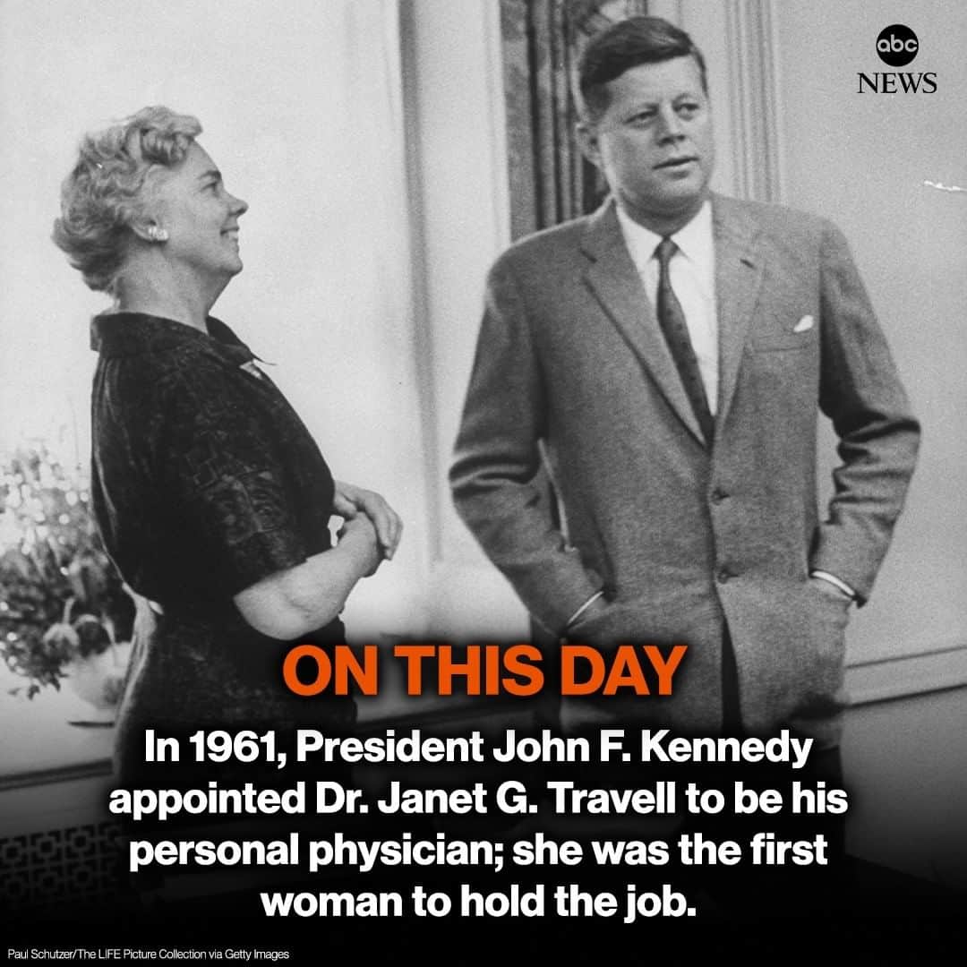 ABC Newsさんのインスタグラム写真 - (ABC NewsInstagram)「ON THIS DAY: In 1961, President John F. Kennedy appointed Dr. Janet G. Travell to be his personal physician; she was the first woman to hold the job. #ONTHISDAY #JFK #POTUS #PHYSICIAN」1月26日 23時14分 - abcnews