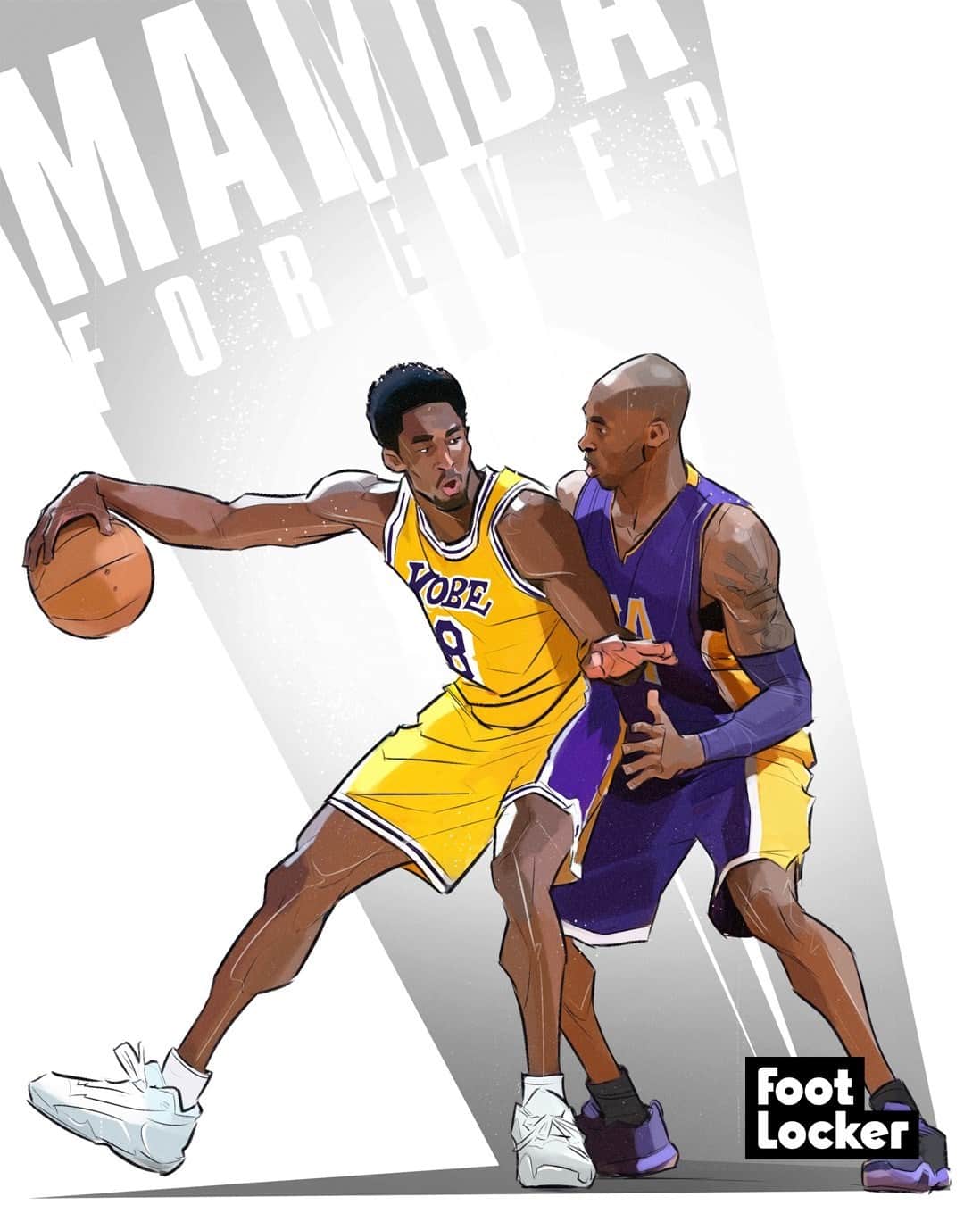 Foot Lockerのインスタグラム：「8 ♾️ 24 Mamba Forever 💛💜  🎨  by @karmoruu」