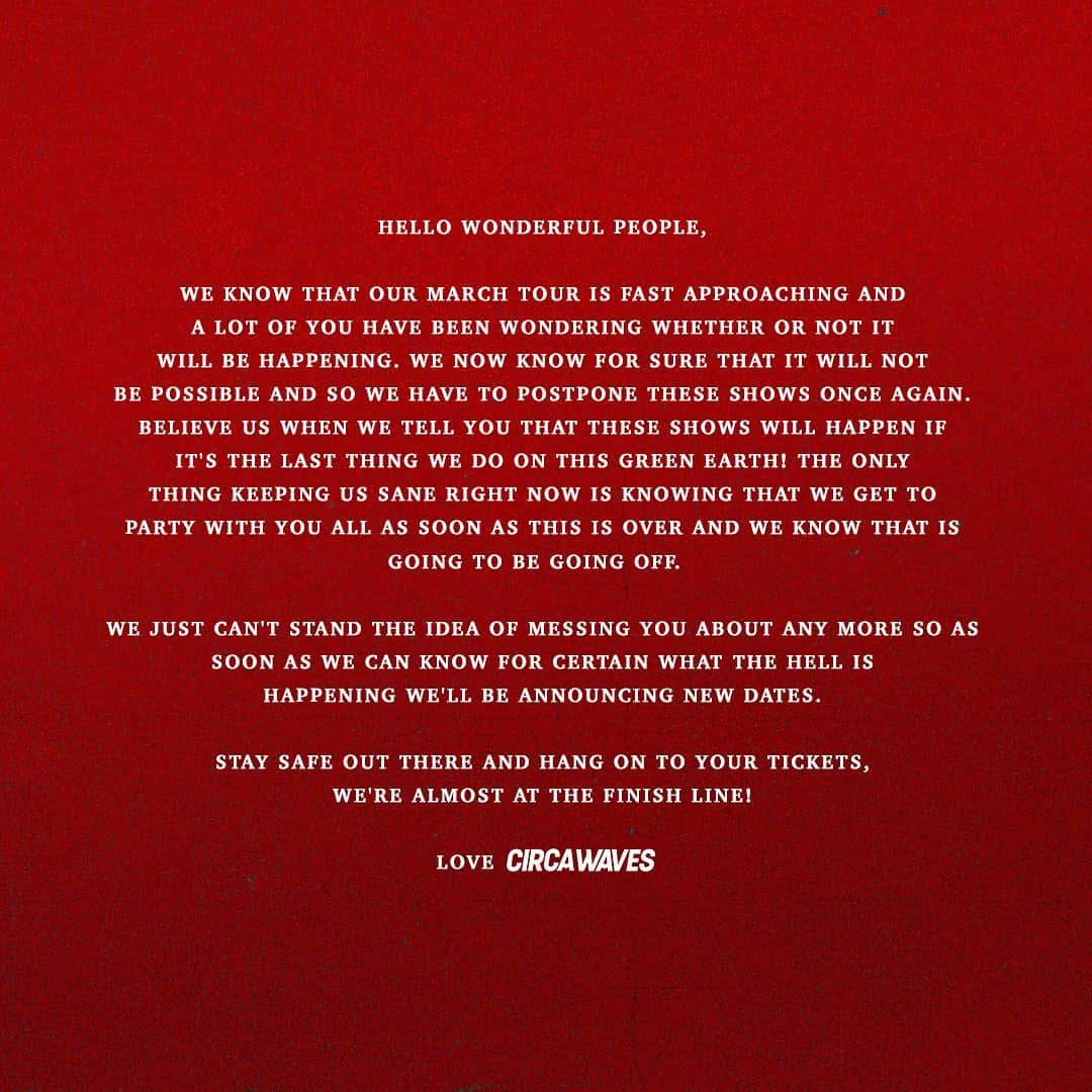サーカ・ウェーヴスのインスタグラム：「TOUR UPDATE!」
