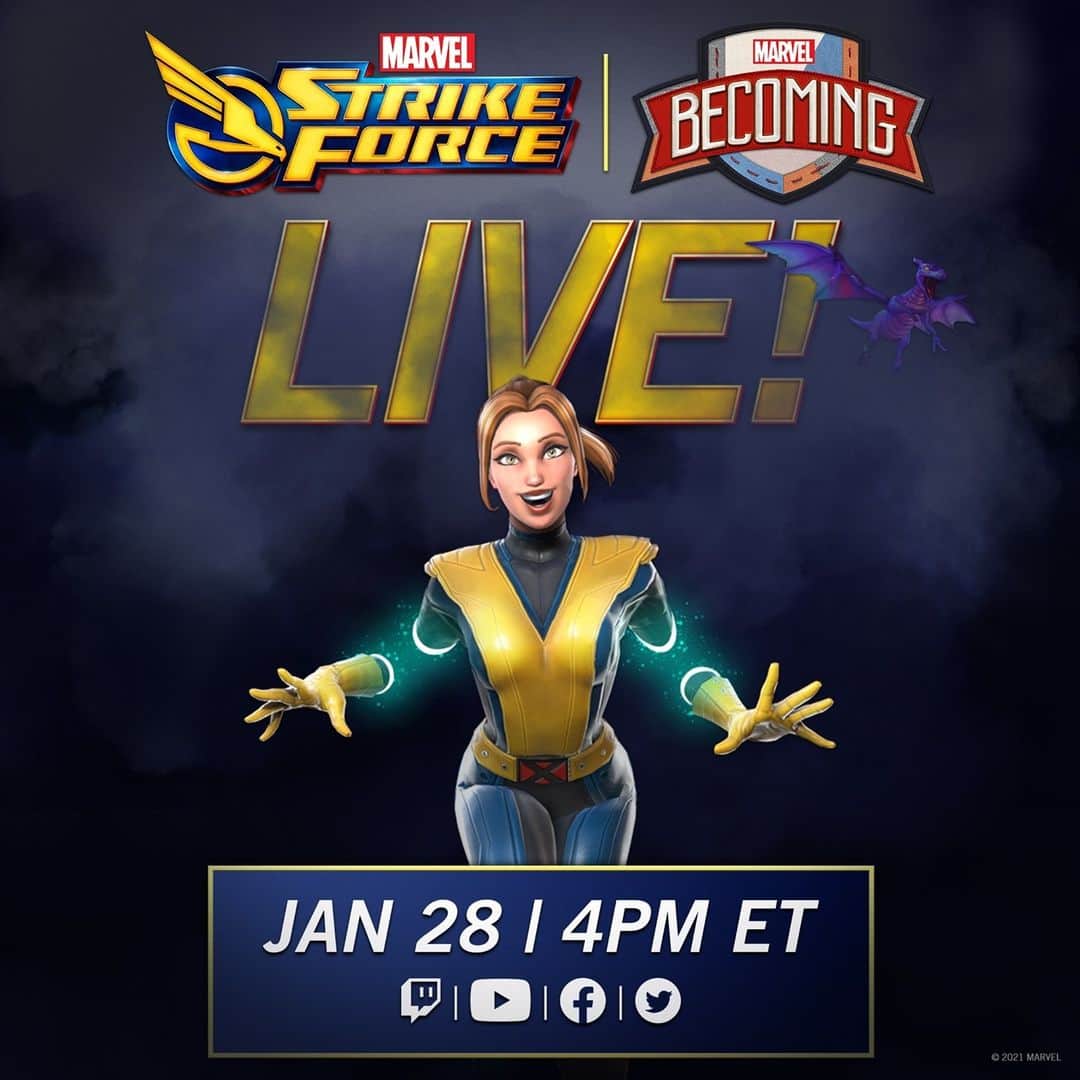 Marvel Entertainmentさんのインスタグラム写真 - (Marvel EntertainmentInstagram)「Kitty Pryde phases into @MarvelStrikeForce! Join us for a special livestream on January 28 at 4PM ET with the minds behind Kitty's addition to the game, plus the debut of a new #MarvelBecoming featuring the in-game costume.」1月27日 4時00分 - marvel