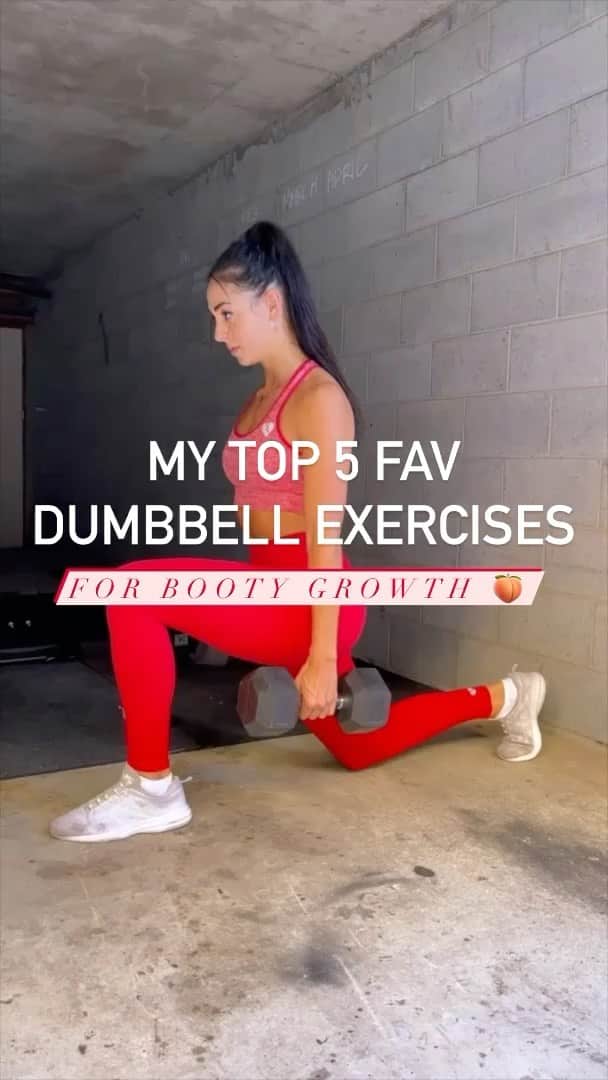 Danielle Robertsonのインスタグラム：「My Top 5 Fav Dumbbell Exercises to Grow that 🍑  Back in the Gainz dungeon wearing @womensbestwear and sippin’ on my fav @womensbest BCAAs 🙌   I know during this time, access to gyms and equipment may be limited but if you do have a couple of dumbbells or feel like getting creative with water bottles etc as substitutes for dumbbell, give these exercises a try! You can even do them without resistance ☺️  1. Lunges 2. RDLs  3. Sumo Squats 4. Frog Pumps 5. Goblet Squats   What’s your favourite DB exercise?」