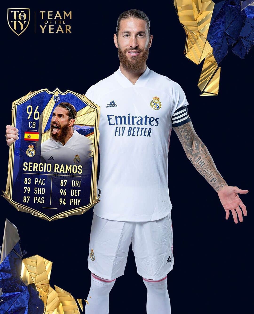 レアル・マドリードさんのインスタグラム写真 - (レアル・マドリードInstagram)「💪 96-rated #TOTY @SergioRamos, available in #FUT now! 🔥 © ¡96 de valoración para el capitán en el Equipo del Año! 👏 @EASPORTSFIFA • #FIFA21」1月27日 4時33分 - realmadrid