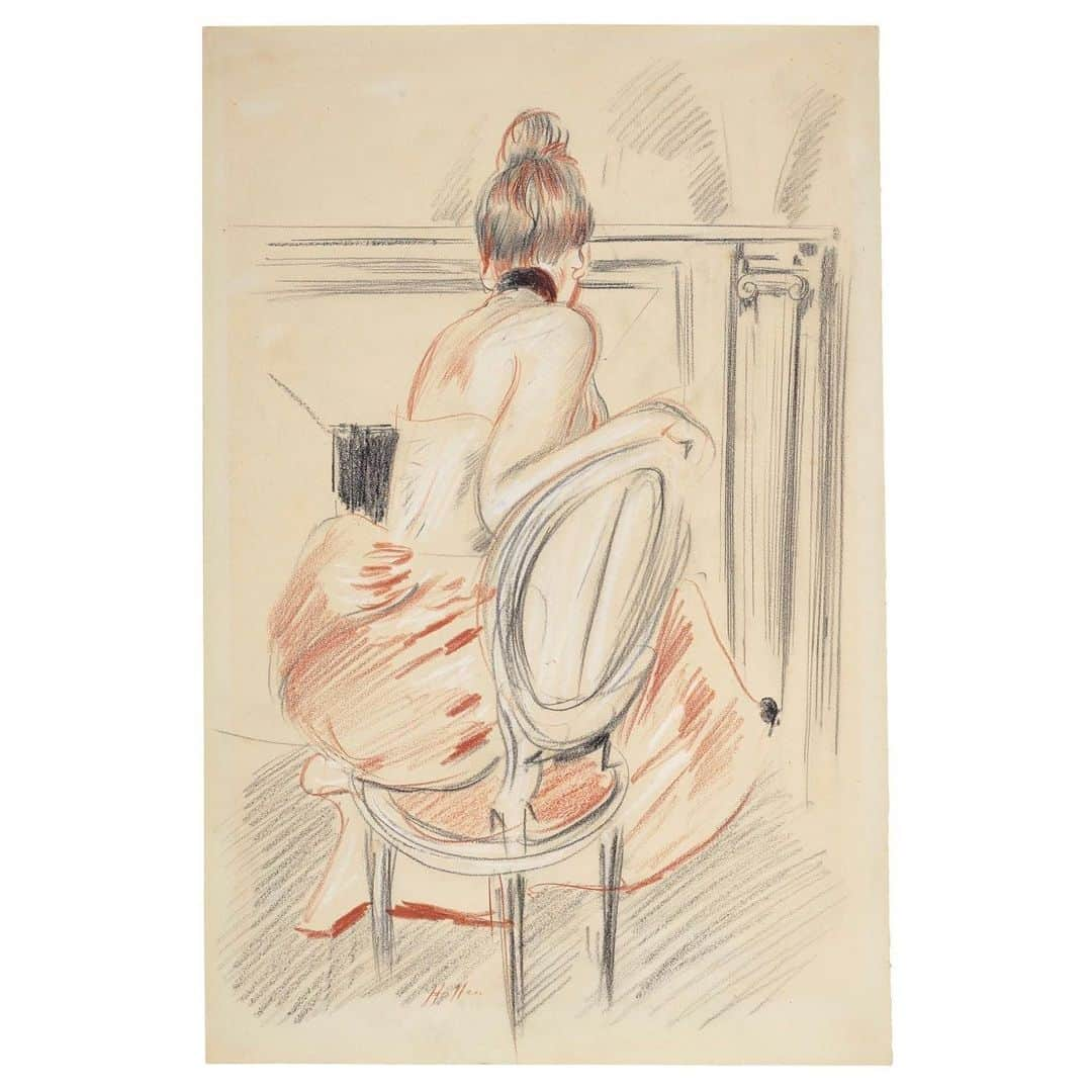 クリスティーズさんのインスタグラム写真 - (クリスティーズInstagram)「Paul-César Helleu was known for his numerous portraits of La Belle Époque's beautiful society ladies. Here the artist depicts in black, white and red chalk his elegantly attired wife.⠀ .⠀ Paul-César Helleu (Vannes 1859-1927 Paris), 'Madame Helleu sitting by the fireplace'. Estimate: $7,000-10,000.⠀ .⠀ Old Master & British Drawings including property from The Cornelia Bessie Estate — 14-28 January, online⠀ .⠀ #art #artist #helleu #oldmasterdrawings #britishdrawings #americanaweek #corneliabessie #fragonard #liotard #greuze #romano #scamozzi #siberecht #tiepolo #troost #rembrandtschool」1月27日 5時13分 - christiesinc