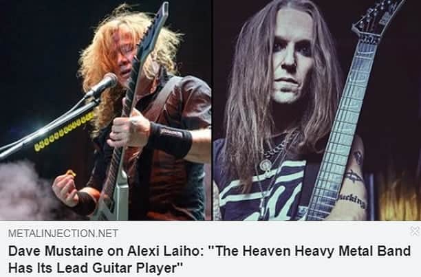 Megadethのインスタグラム：「#repost @gimmeradio • • • Thanks to @metalinjection for doing this piece! This clip has been going a bit viral and for good reason! Dave said such awesome things about Alexi on the @davemustaine show on #GimmeMetal. It’s really cool to listen to one legend show respect for the legacy of another. LOOK IN OUR IG stories [@gimmeradio] to swipe & read/watch!  #ripalexilaiho #davemustaine #alexilaiho #childrenofbodom #megadeth」