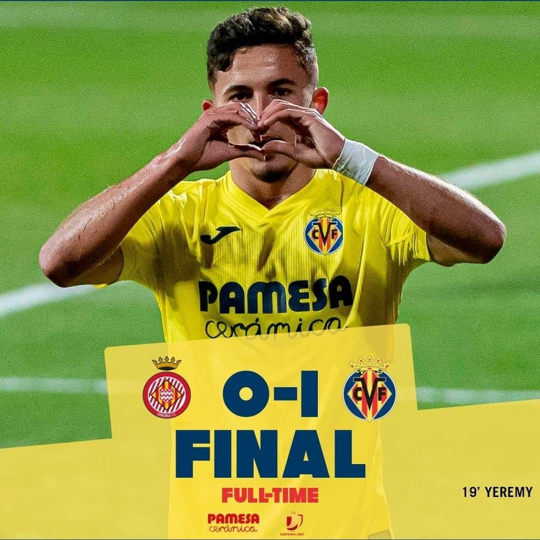 のインスタグラム：「¡YA ESTAMOS EN CUARTOS DE FINAL 💪💪💪!  ¡El gol de @yeresantos10 mete a los amarillos en la siguiente ronda de la #CopaDelRey tras un igualado choque ante un correoso @gironafc!  WE ARE IN THE QUARTER-FINALS 💪💪💪!  @yeresantos10’s goal puts the Yellows into the next round of the #CopaDelRey after a tight match against a hard-working @gironafc side!  #futbol #football #soccer #Villarreal」