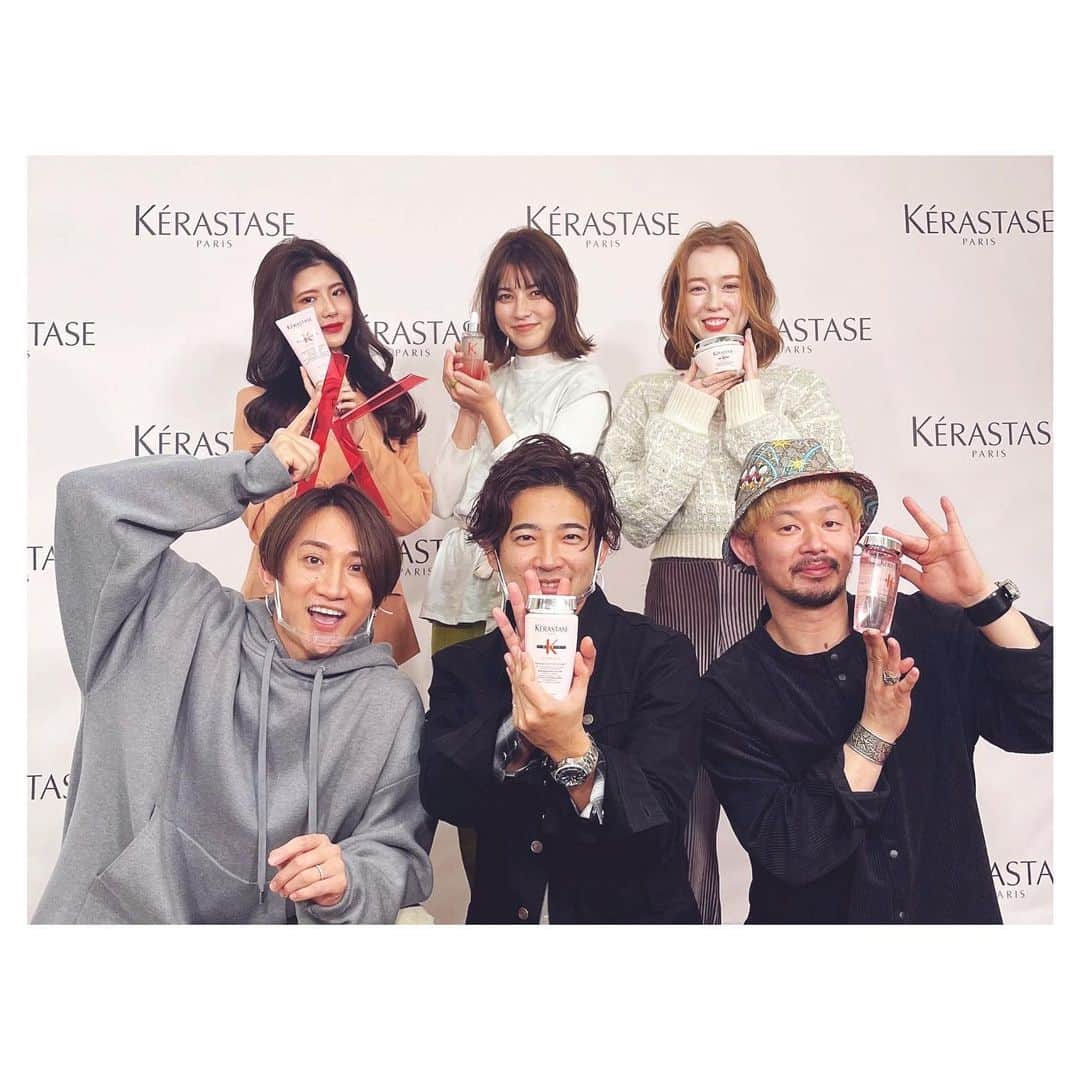 前原穂高のインスタグラム：「昨日はケラスターゼ ジェネシスの オンラインライブセミナーでした✨ 終わった後にK teamで記念写真😍 かわいくスタイリングできたので また撮影したもの載せますね📷  @kerastase_official  @nobuhair  @shea_sakagari   #kerastase #ケラスターゼ #ジェネシス #オンラインセミナー #美容師オンラインセミナー」