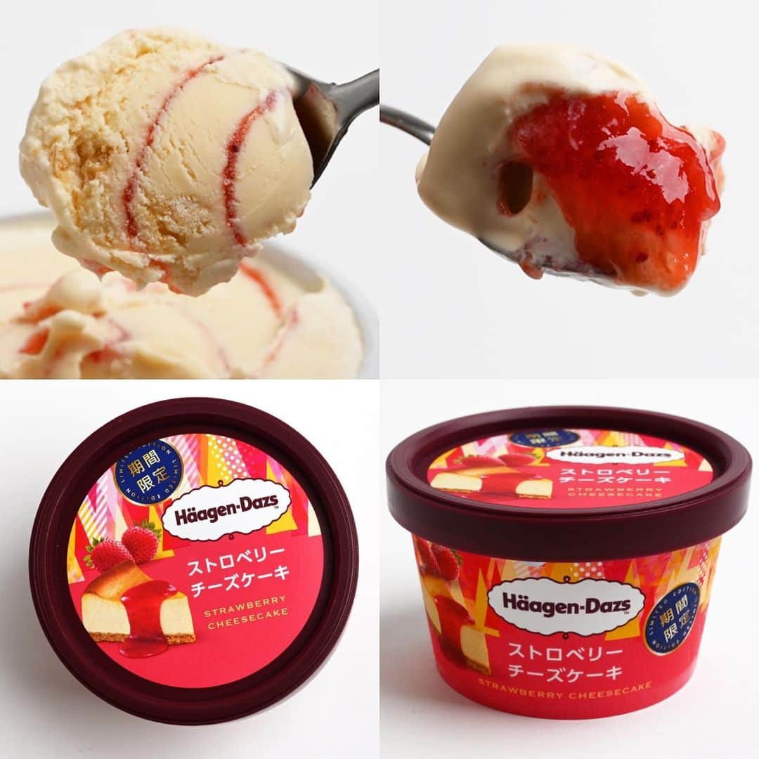 のインスタグラム：「ハーゲンダッツ、ミニカップシリーズ期間限定の新作！北海道産クリームチーズとカマンベールチーズを使用したベイクドチーズケーキアイスクリームに甘酸っぱいストロベリーソース、ほんのり塩味を効かせたチーズクッキーをプラス！さすがのクオリティ✨ #ハーゲンダッツ #haagendazs #ストロベリー #チーズケーキ #クリームチーズ #カマンベールチーズ #ベイクドチーズケーキ #ストロベリーソース #いちご #アイスマニア #アイス民 #アイスマン福留 #JapaneseIceCream #Japaneseconveniencestoreicecream #icecream #JapansIceCreamPictureBook #Eiscreme #crèmeglacée #helado #gelado #sorvete #gelato #ijs #lody #мороженое #冰激凌 #아이스크림 #冰淇淋 #Es #น้ำแข็ง」