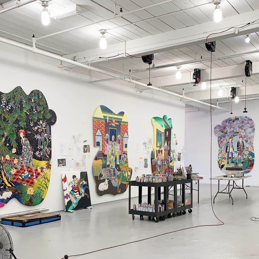 松山智一のインスタグラム：「Studio circa #2019 #BeforeCovid」
