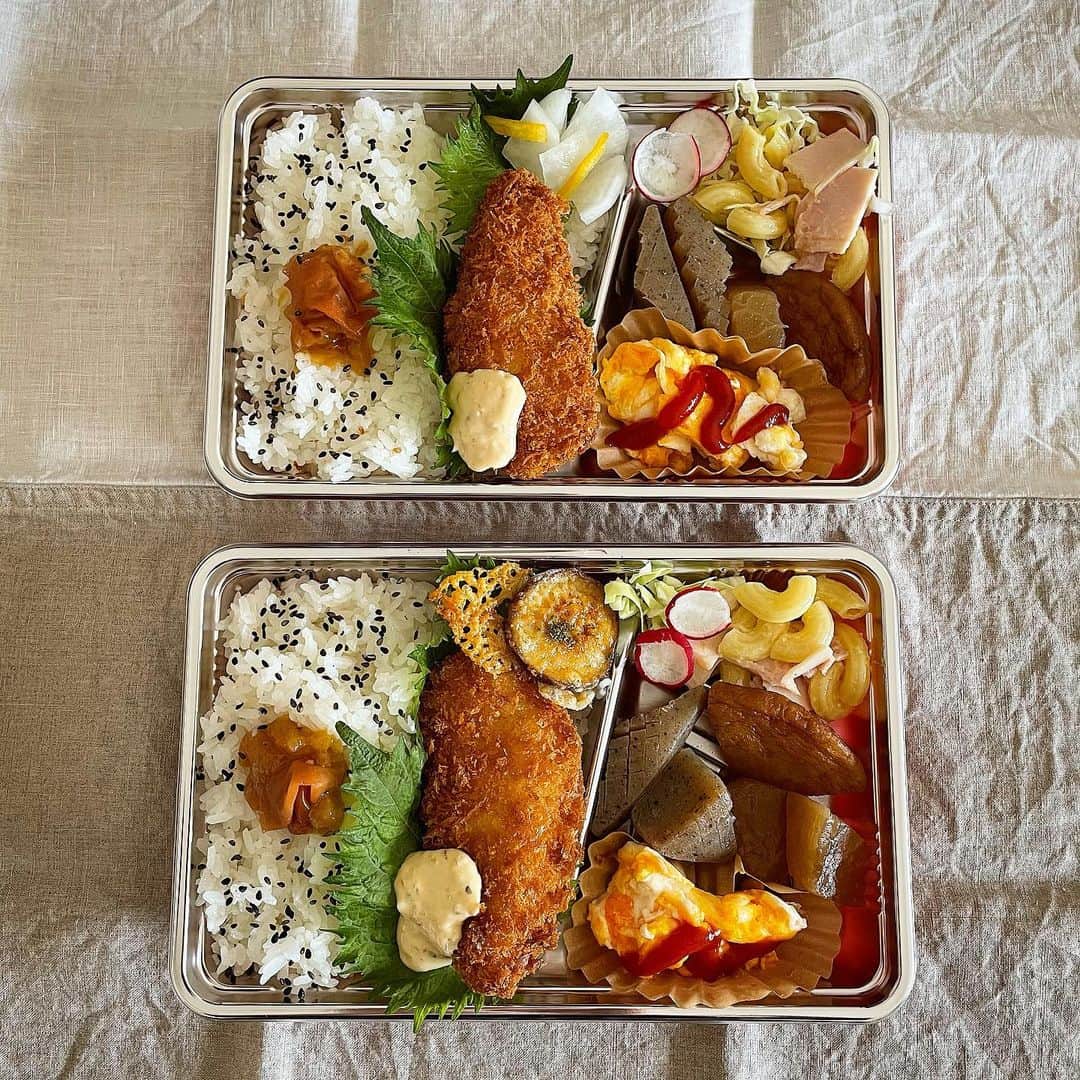 ecruのインスタグラム：「2021/01/27 (wed) 無事、新しいiPhoneへデータ移行ができ、ホッとしています😭 写真も、今までよりもクリアーになりました✨ ・ 先週は色々と大変な1週間でしたが、すっかり元気になり、久しぶりにお昼ご飯のお弁当を作りました。 冷凍の白身魚を揚げ、昨晩のおでん🍢などですが、お弁当があると少し嬉しくなります♪ ・ #gonben #お弁当 #obento #bento #lunch #lunchbox #food #foodpic #foodphoto #ごん弁当 #昼食 #お昼ごはん #instafood #instagood #yummy #love #japan #japanesefood #クロワッサンお弁当部 #thankyou #リモート弁当 #onthetable #日々 #暮らし #お弁当記録 #使い捨て弁当箱」