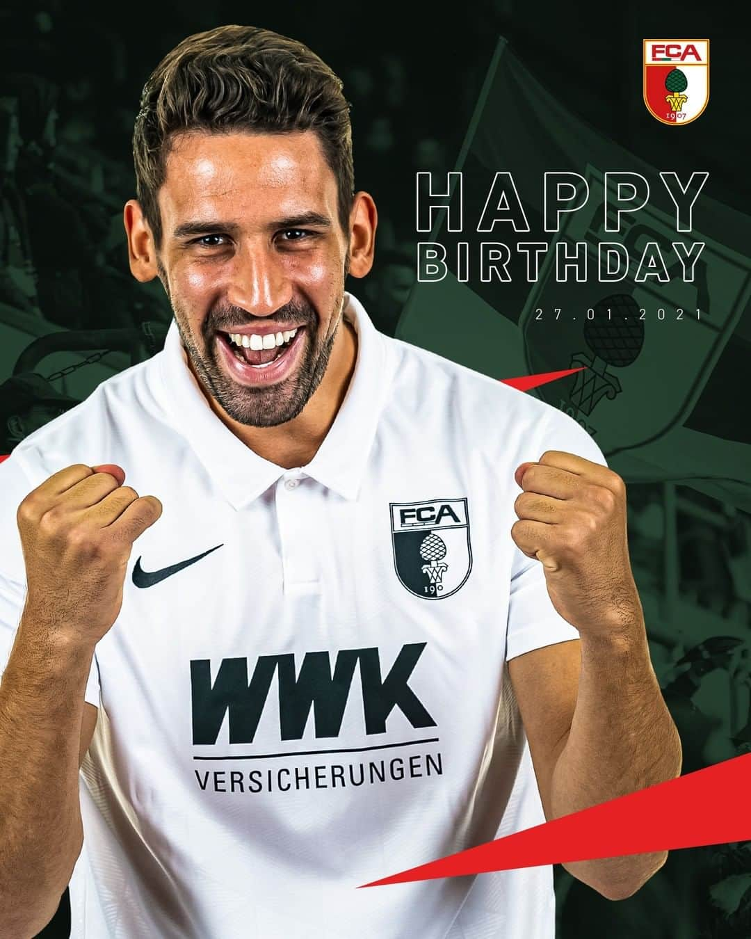 FCアウクスブルクさんのインスタグラム写真 - (FCアウクスブルクInstagram)「Lass Dich feiern, @rani_khedira8! 🥳 Alles Gute zum 27sten! 🎁 #FCA #FCA1907 #fcaugsburg #Khedira #HappyBirthday」1月27日 17時16分 - fcaugsburg1907