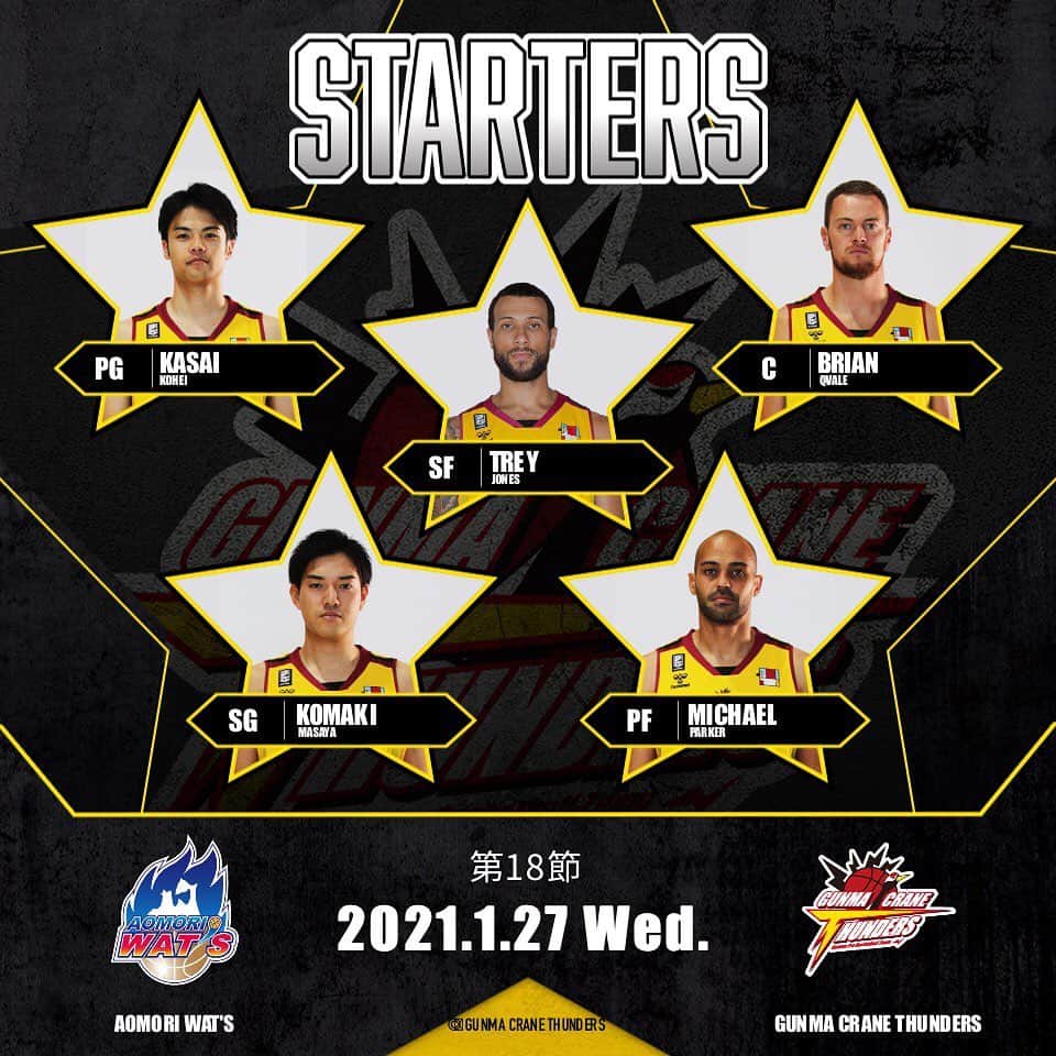 群馬クレインサンダーズのインスタグラム