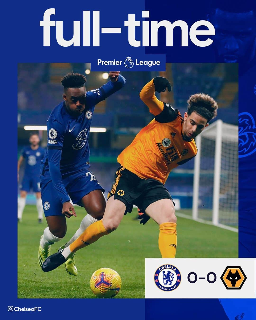 チェルシーFCさんのインスタグラム写真 - (チェルシーFCInstagram)「FT. The points are shared in Thomas Tuchel’s first game in charge. #CHEWOL #CFC #Chelsea」1月28日 4時57分 - chelseafc