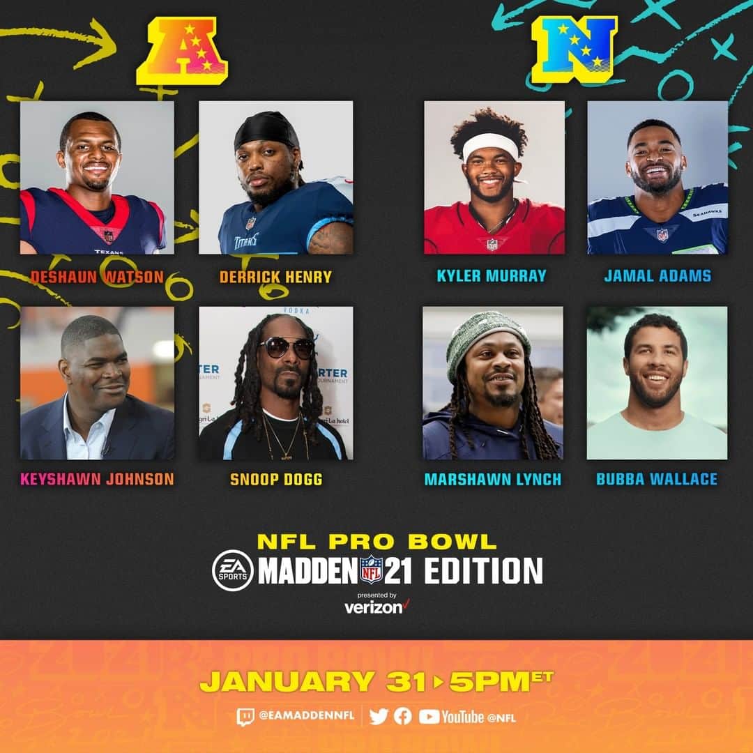 NFLさんのインスタグラム写真 - (NFLInstagram)「AFC or NFC: Which Madden squad are you rolling with? 🎮🏈   Pro Bowl: Madden NFL 21 Edition -- Sunday 5PM ET on NFL social channels」1月28日 5時30分 - nfl